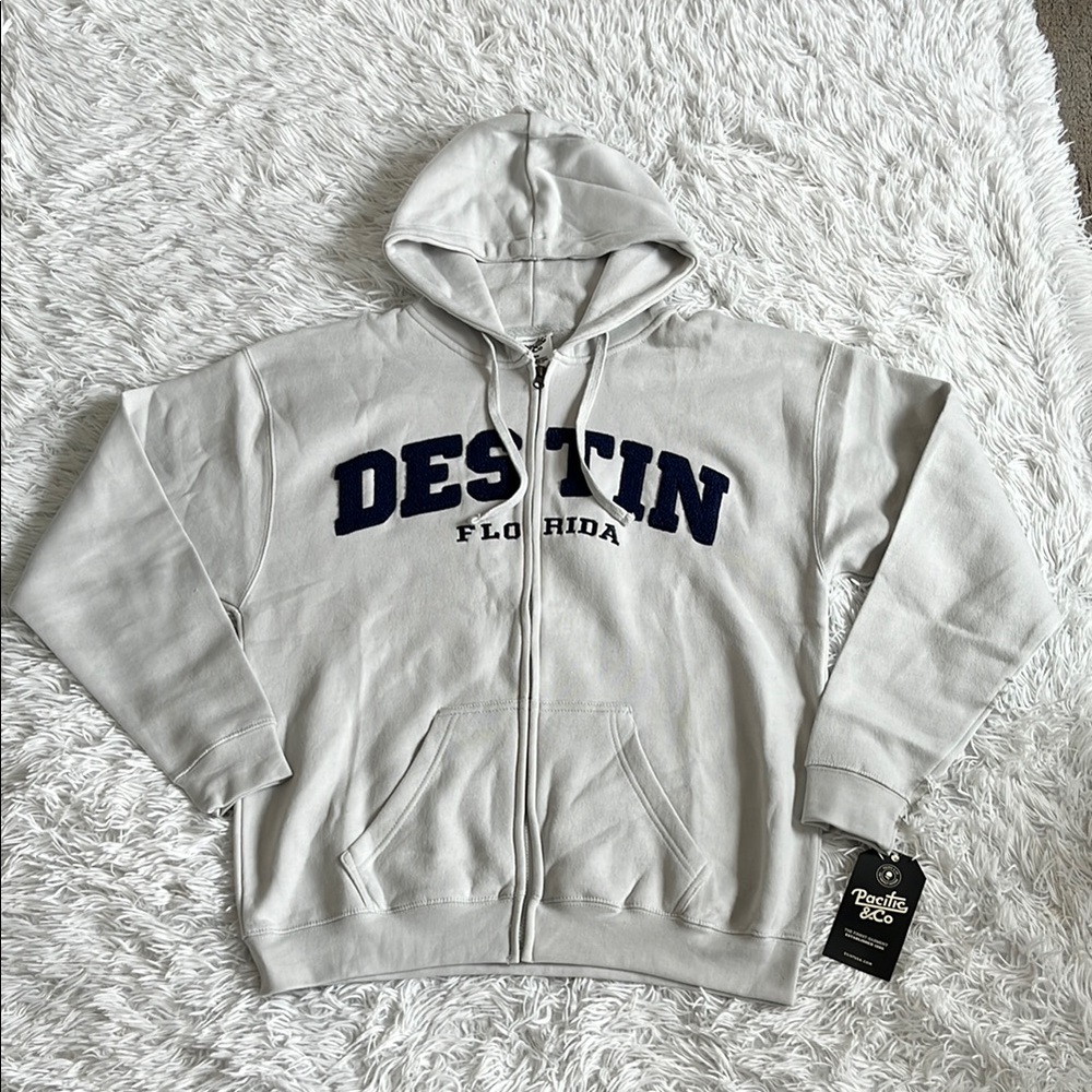 Pacific & Co. Unisex Destin Florida Heather silver Hoodie size Large